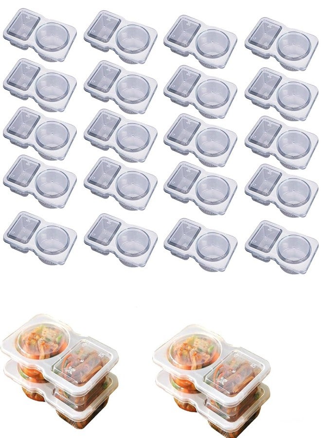 Aywenny 10PCS Double Compartment Condiment Containers with Lids,Disposable 2 Compartment Snack Containers,Dual Compartment Containerfor for Condiment, Dip, Sauce, Sampling and Travel Snacks - Image 1